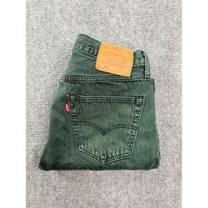 Levis 501 Big E Premium Mens Jeans 32x30 Green Garment Dye Button Fly Straight